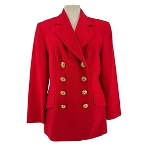 Moschino Cheap and Chic Vintage Double Breasted Wool Blazer Bright Red 10 Italy